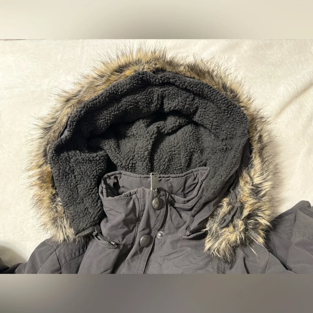 Apt 9 Fur Hooded Jacket Size Small color Dark Grey
